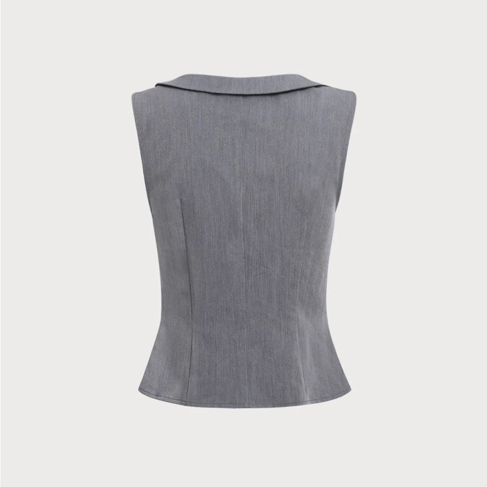 Grey Collared Button Tank Top - Picture 7 of 8